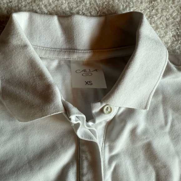 CALIA Pique Cropped Short Sleeve Golf Polo Shirt - white - Picture 4 of 4